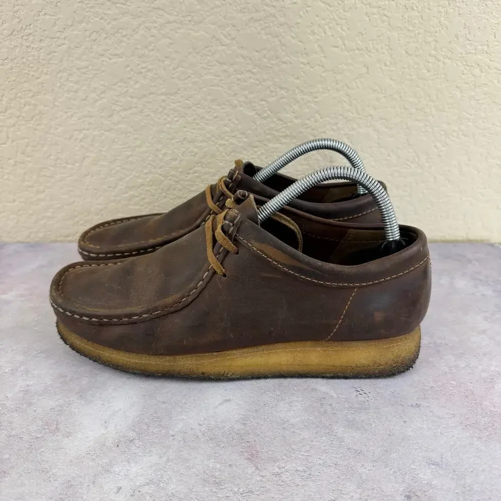 Clarks Originals Wallabee Shoes Mens Size 8 M Beeswax Brown Leather Lace Up